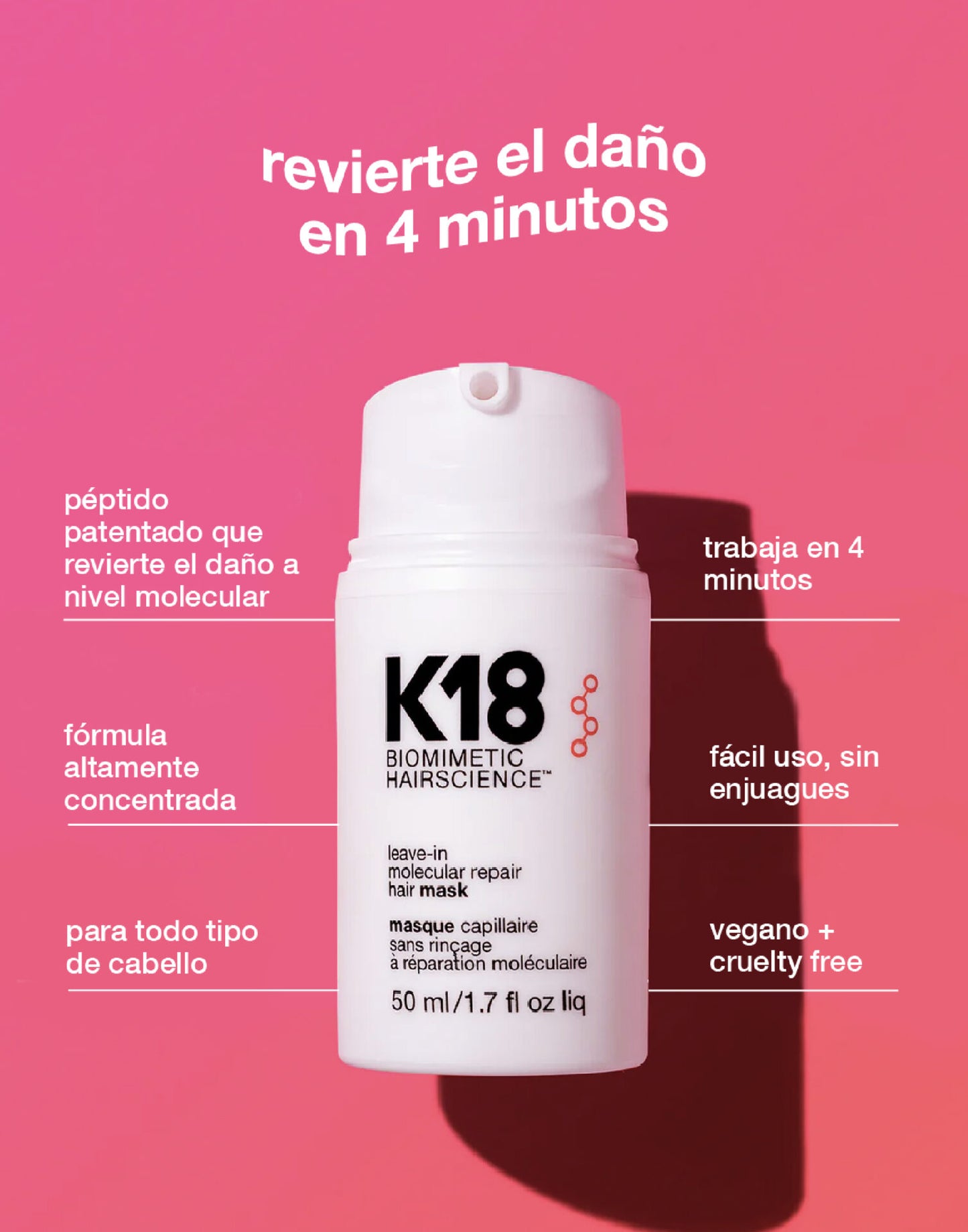 k18 Hair PEPTIDE 50 ML PACK + PLAYLIST GRATIS + ENVIO GRATIS + TUTORIAL
